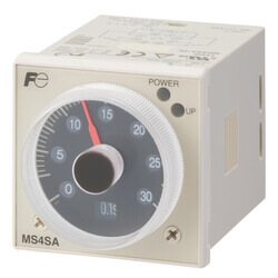 Fuji Electric’s MS4S Series Timer displaying a turn switch and a compact body. 