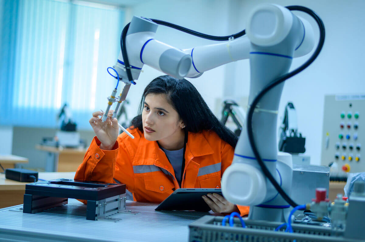 female mechanical engineer at work