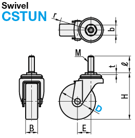 screw-in mounting casters