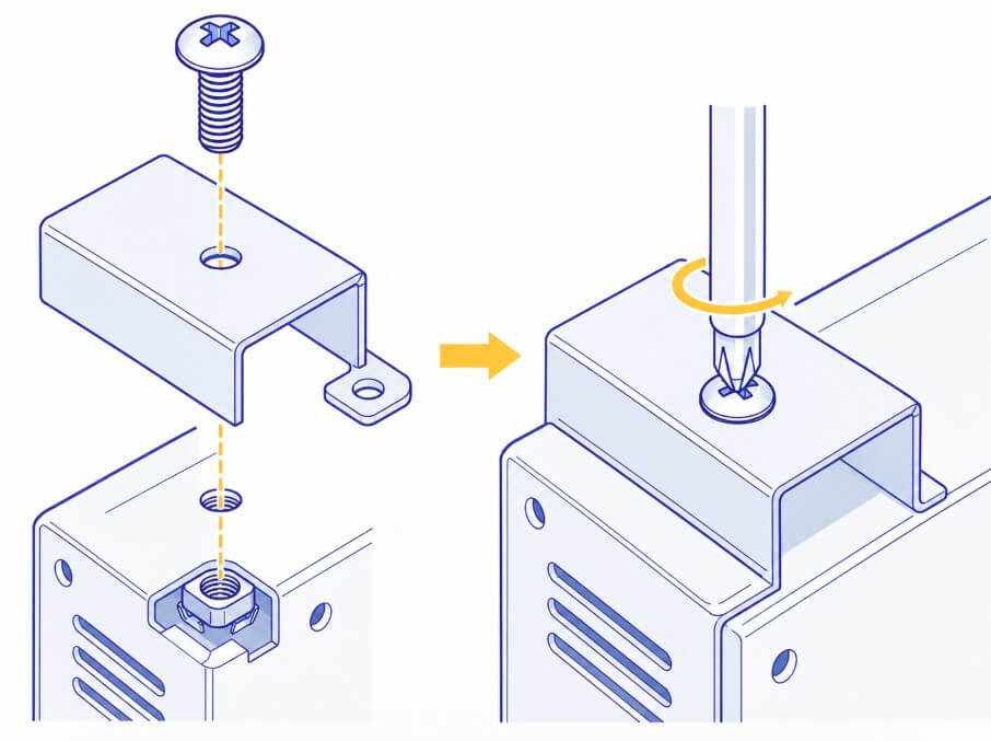 Pan head screw in use image.